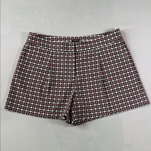 Ann Taylor Geometric Dressy Black Red Gray Shorts Size 14